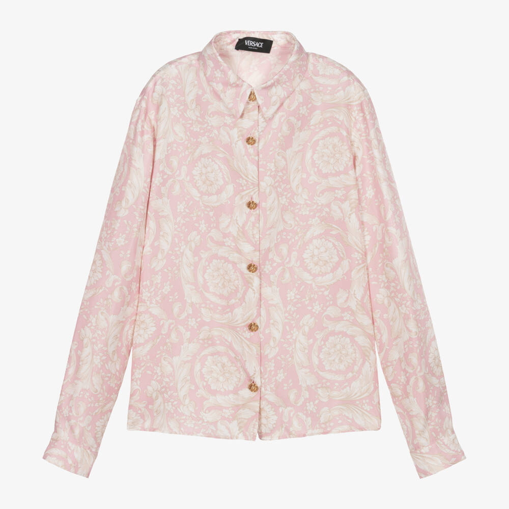 Versace-Розовая шелковая блузка Barocco для девочек | Childrensalon Outlet