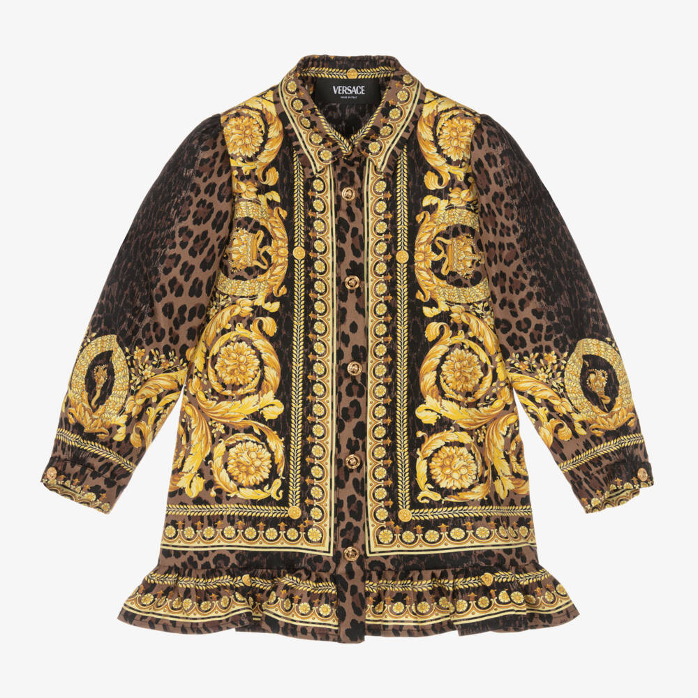 Versace-Girls Silk Baroque Print Dress | Childrensalon Outlet