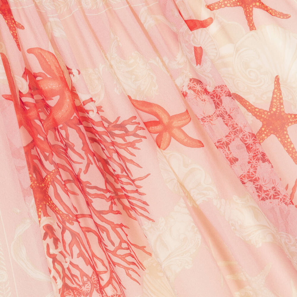 Versace-Girls Silk Coral Print Dress | Childrensalon Outlet