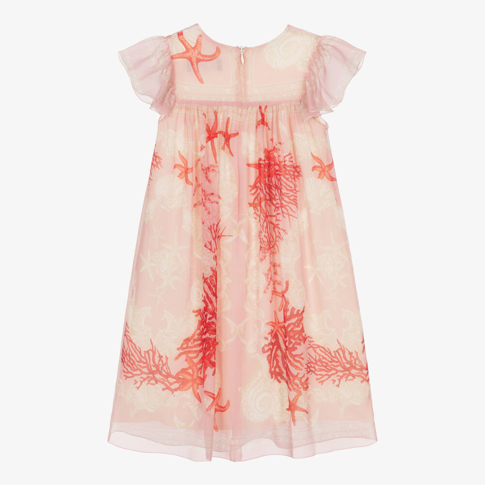Versace-Girls Silk Coral Print Dress | Childrensalon Outlet