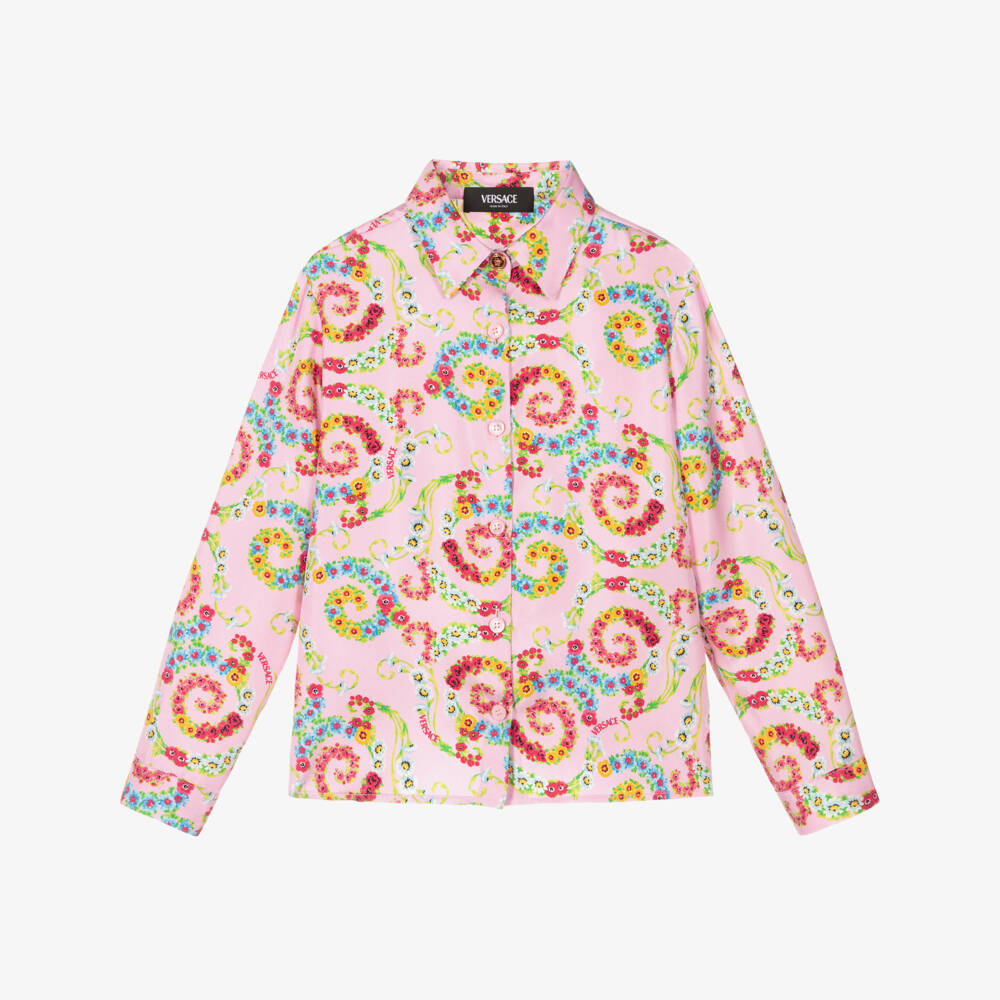 Versace-Girls Silk Floral Swirl Top | Childrensalon Outlet
