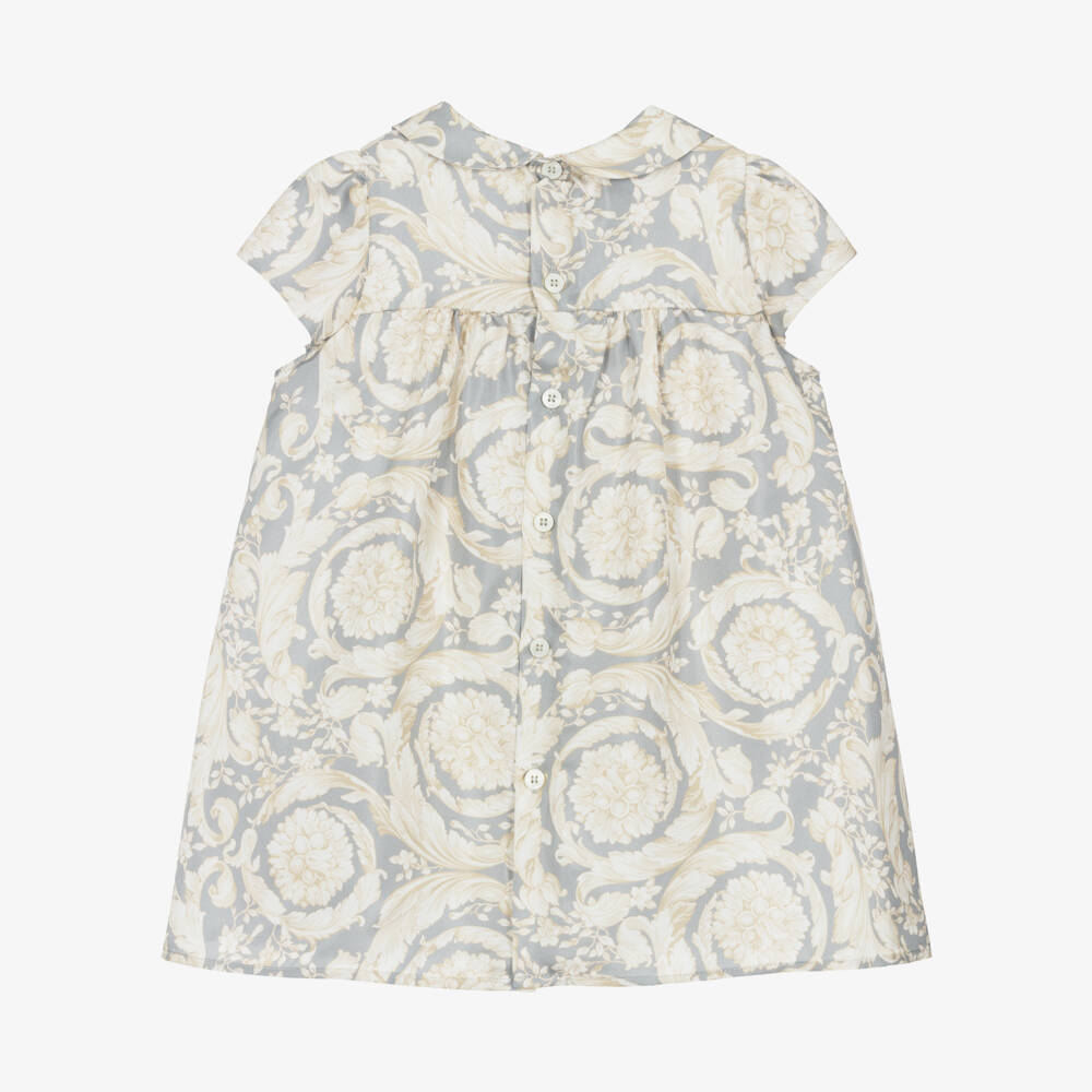 Versace-Шелковое серое и кремовое платье для девочек | Childrensalon Outlet