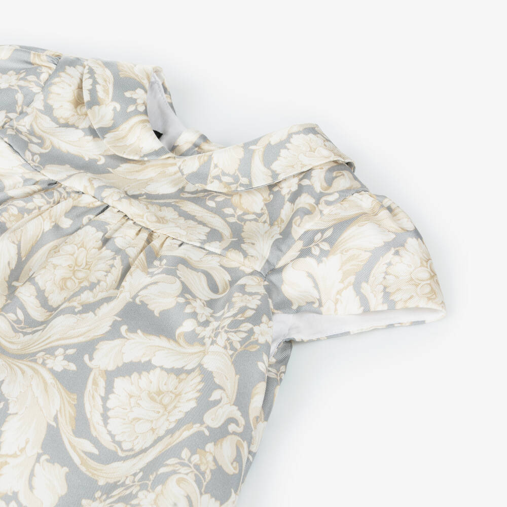 Versace-Шелковое серое и кремовое платье для девочек | Childrensalon Outlet