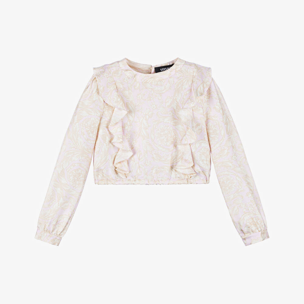 Versace-Шелковый топ нежно-розовый для девочек | Childrensalon Outlet