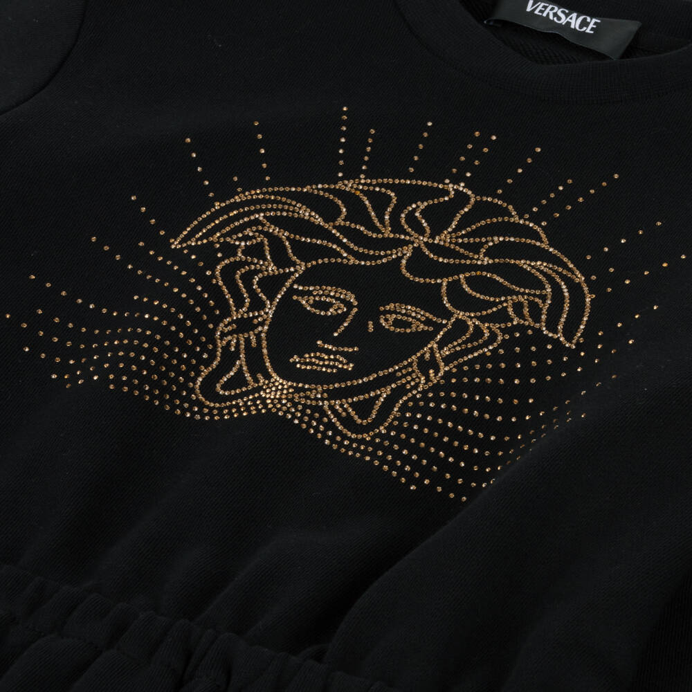 Versace-Girls Sleek Black Medusa Dress | Childrensalon Outlet