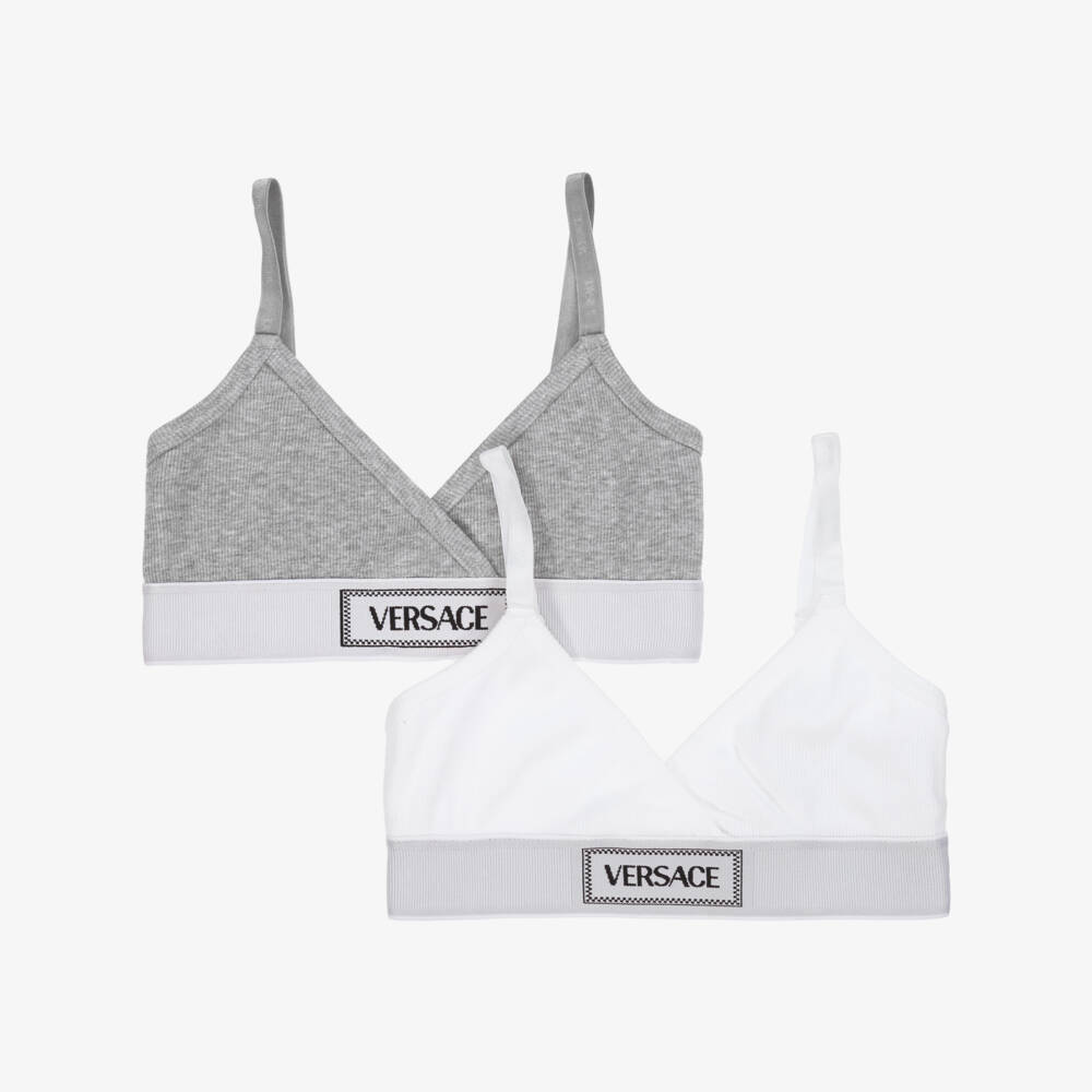 Versace-Girls Soft Ribbed Cotton Bralette Duo | Childrensalon Outlet