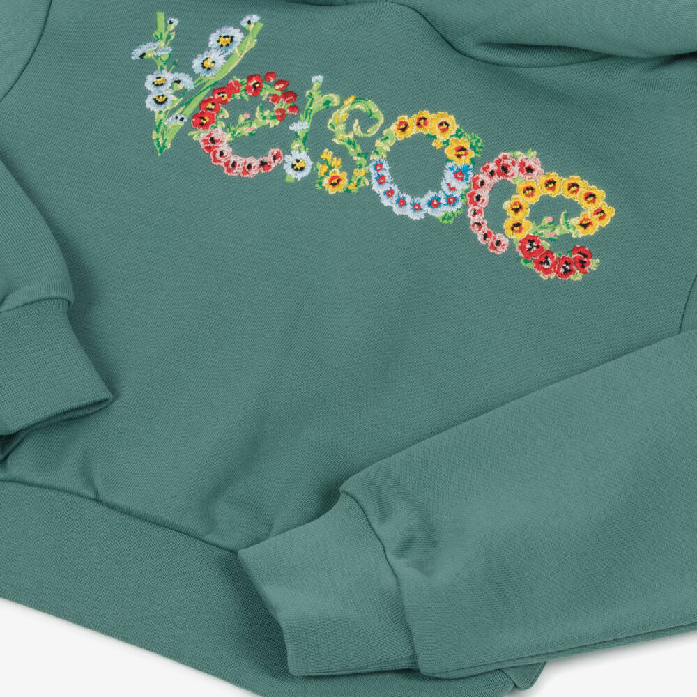 Versace-Girls Spring Green Cotton Top | Childrensalon Outlet