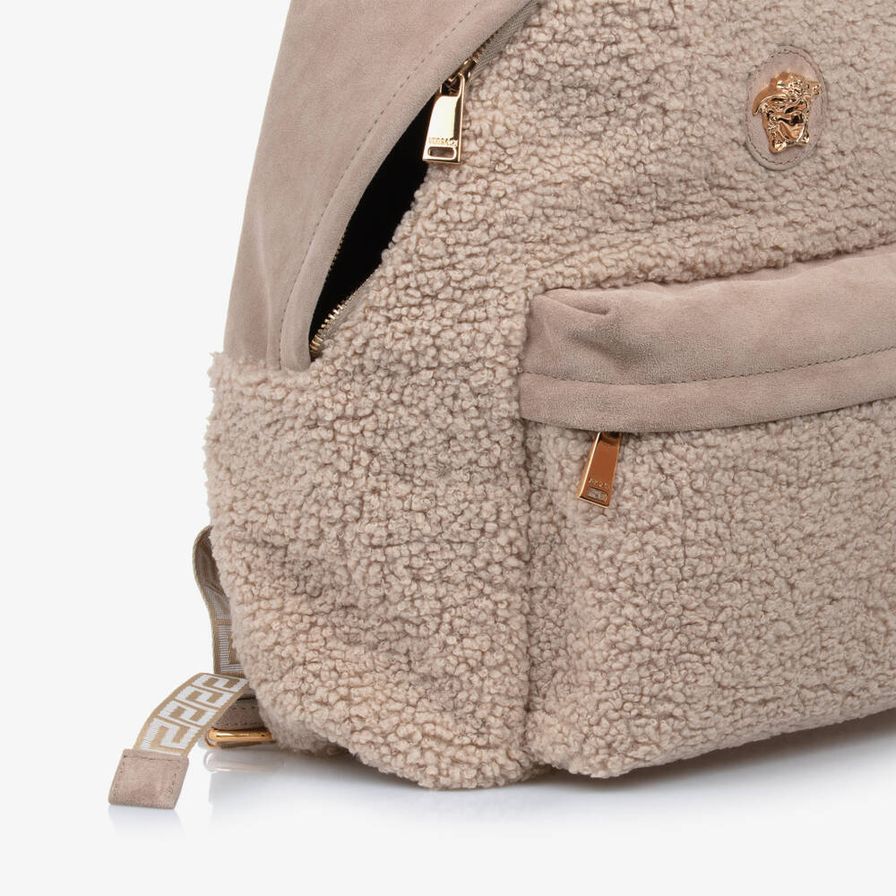 Versace-Girls Suede and Sherpa Backpack | Childrensalon Outlet