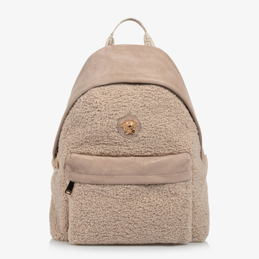 Versace-Girls Suede and Sherpa Backpack | Childrensalon Outlet
