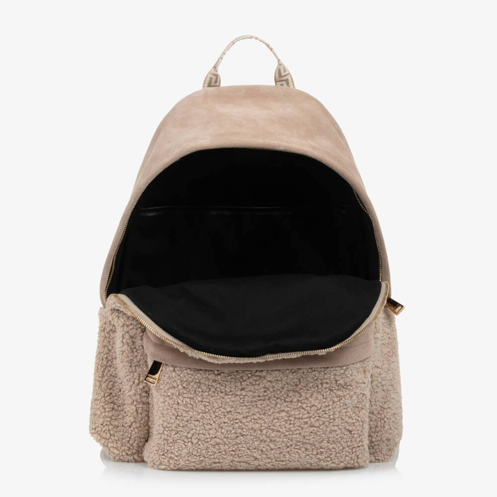 Versace-Girls Suede and Sherpa Backpack | Childrensalon Outlet