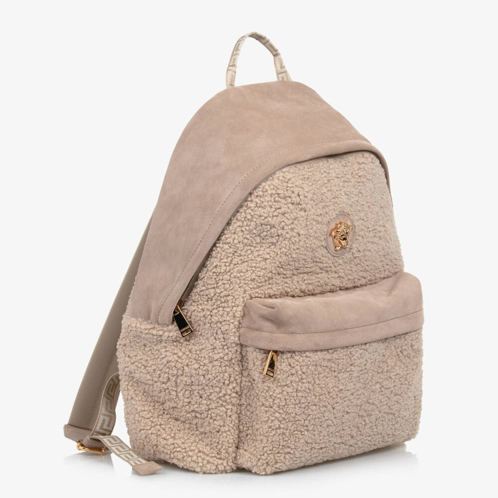 Versace-Girls Suede and Sherpa Backpack | Childrensalon Outlet