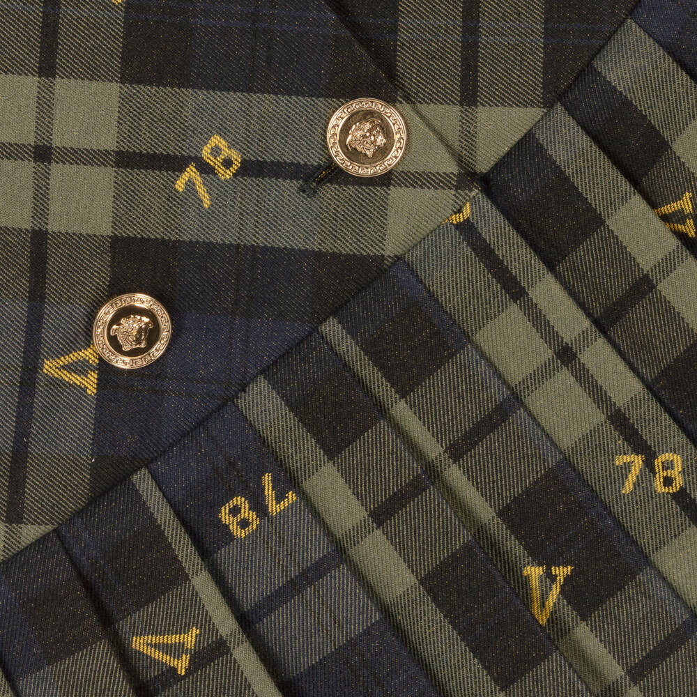 Versace-Girls Tartan Jacquard Cotton Dress | Childrensalon Outlet