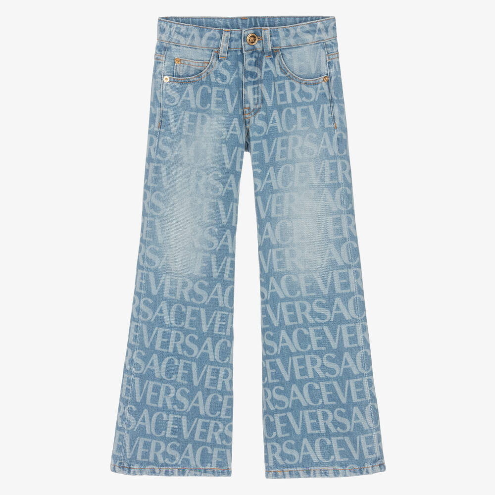 Versace - Голубые джинсы-клеш для девочек | Childrensalon