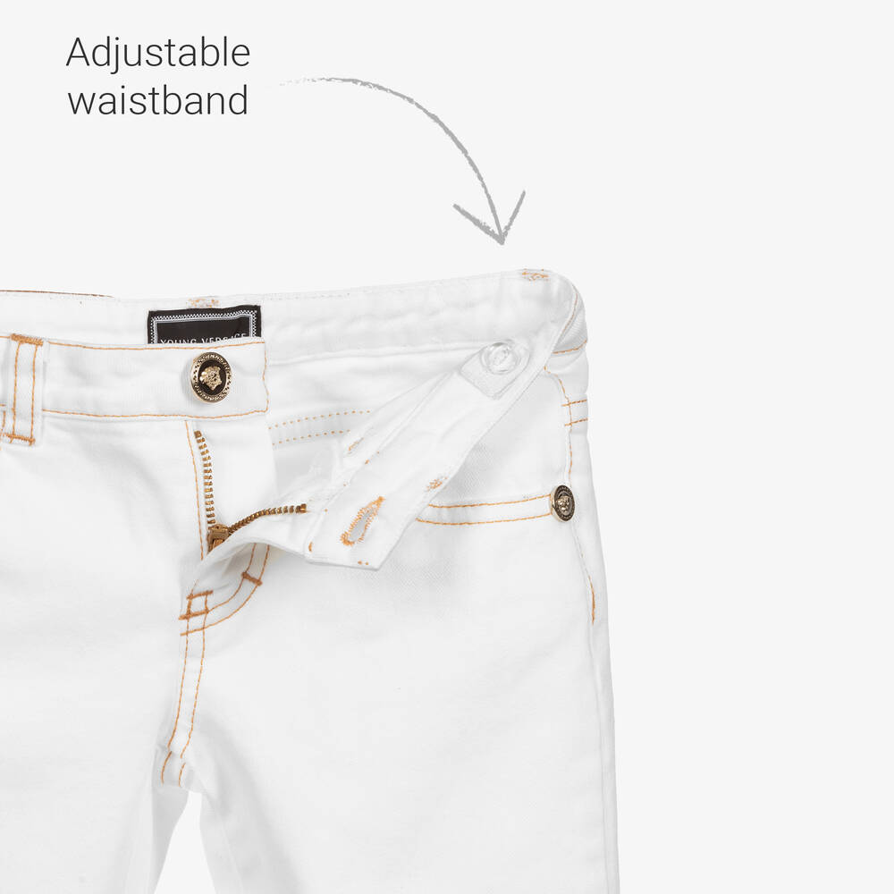 Versace-Girls White Cotton Jeans | Childrensalon Outlet