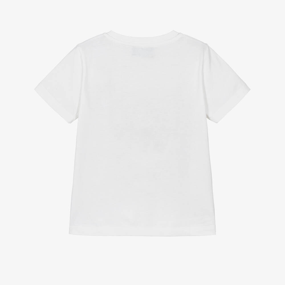 Versace-Girls White Cotton Jersey T-Shirt with Gold Glitter Logo | Childrensalon Outlet