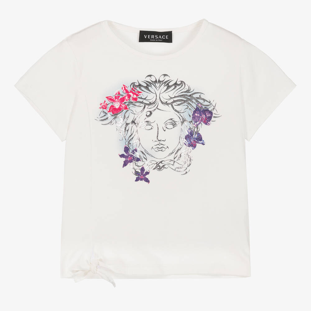 Versace - T-shirt blanc en coton Medusa fille | Childrensalon