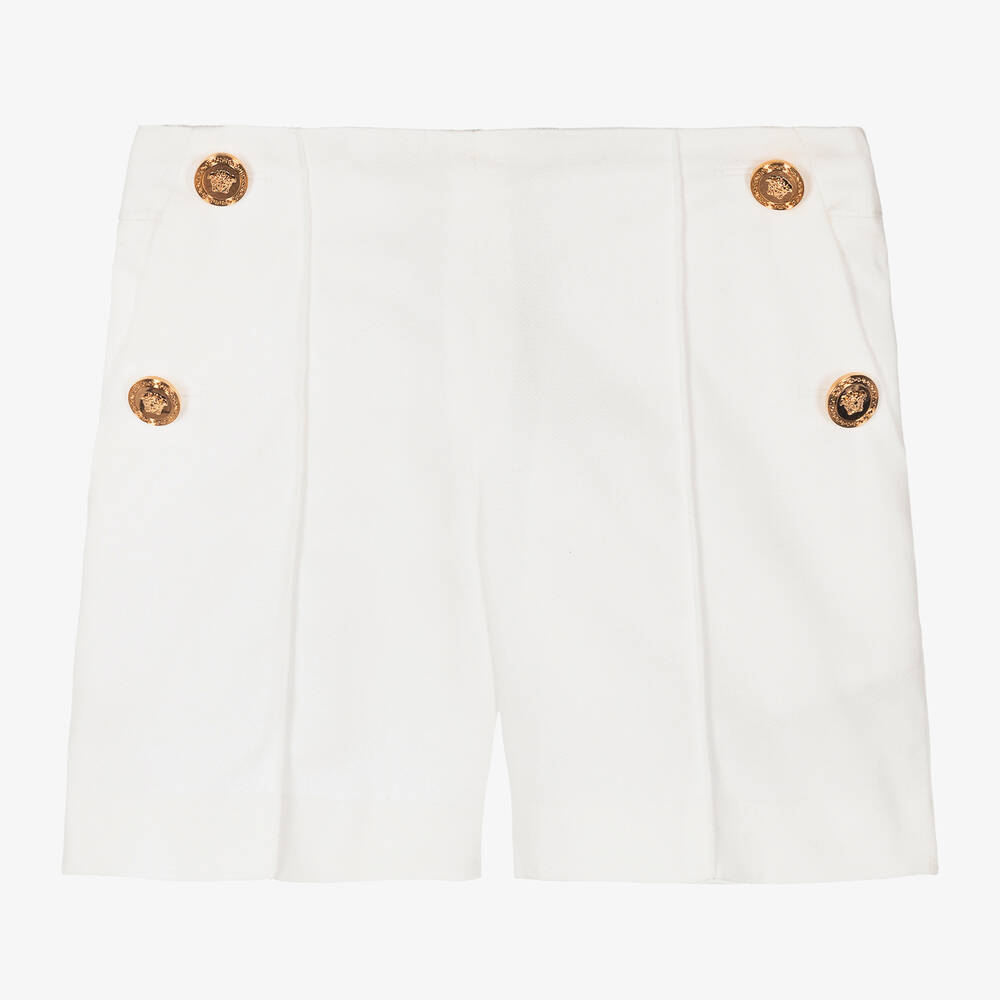 Versace-Girls White Cotton Twill Sailor Shorts | Childrensalon Outlet