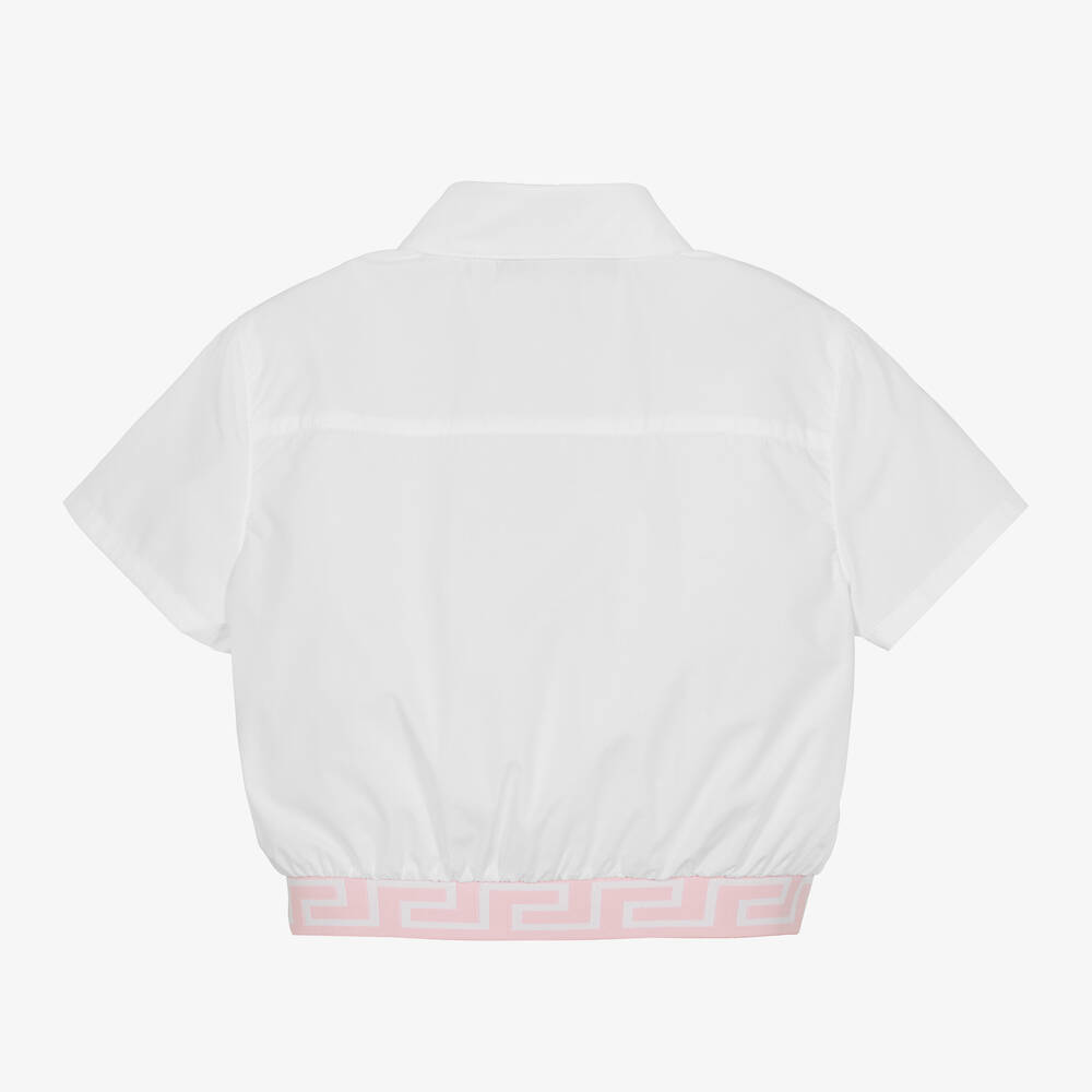 Versace-قميص كروب قطن لون أبيض للبنات | Childrensalon Outlet