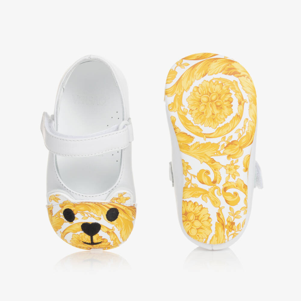 Versace-Girls White & Gold Barocco Pre-Walkers | Childrensalon Outlet