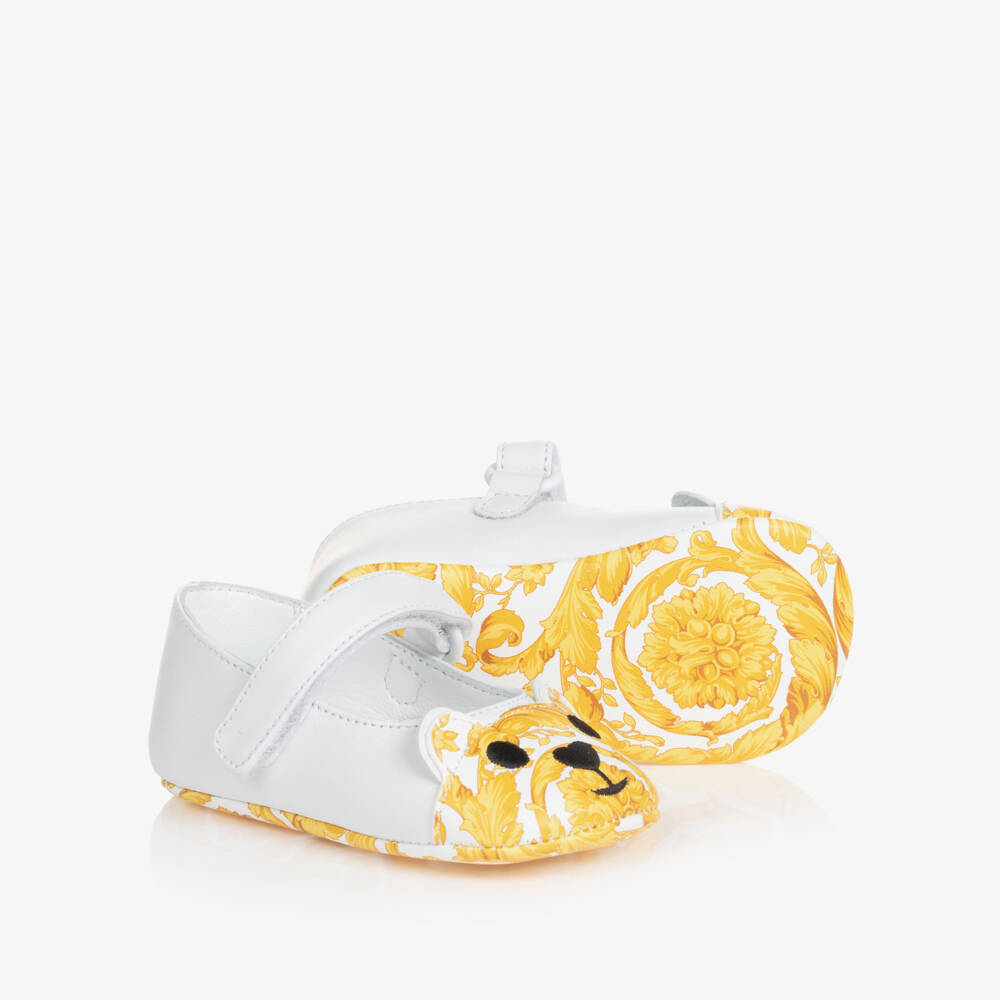 Versace-Girls White & Gold Barocco Pre-Walkers | Childrensalon Outlet