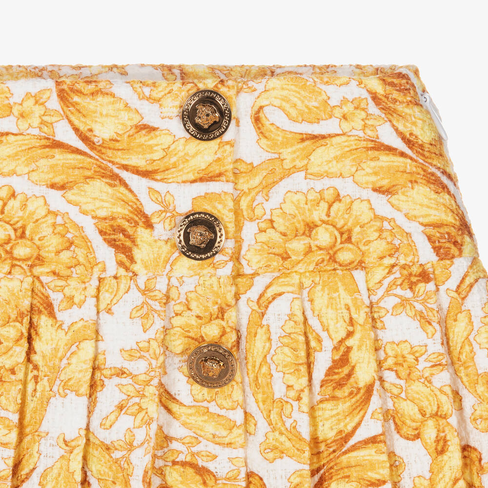 Versace - Girls White & Gold Barocco Skirt | Childrensalon
