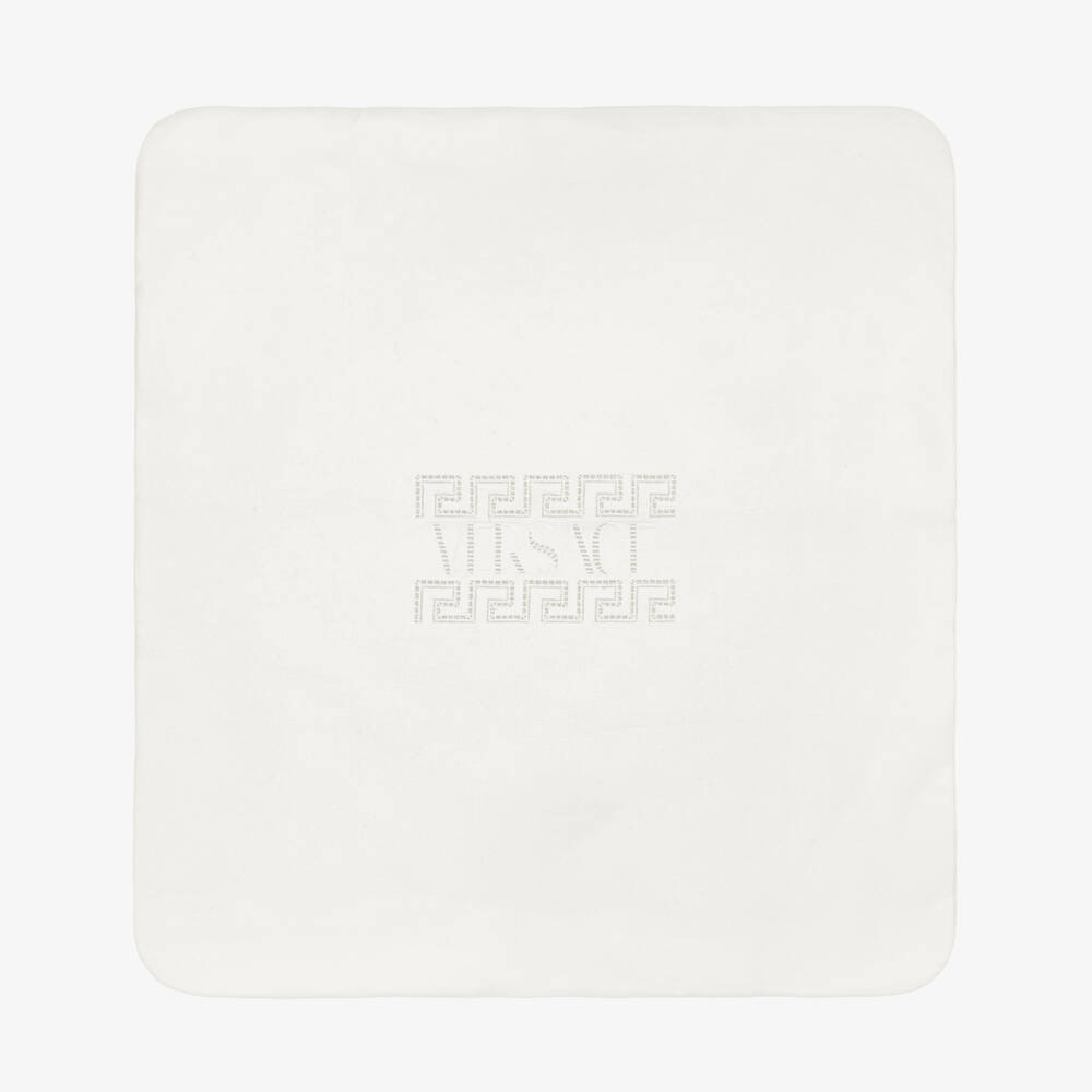 Versace-Girls White Greca Jersey Blanket | Childrensalon Outlet