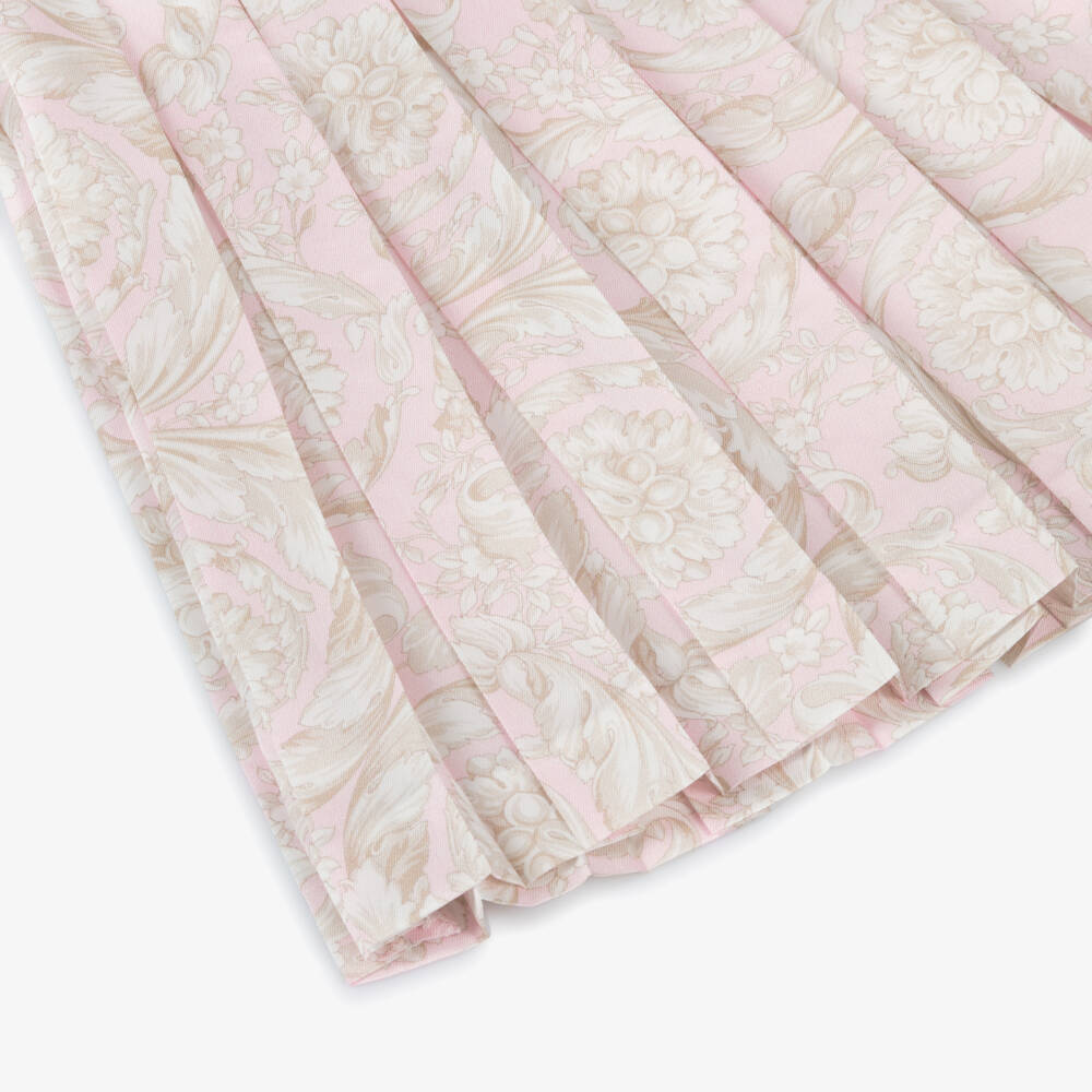 Versace-Girls White & Pink Twill Dress | Childrensalon Outlet