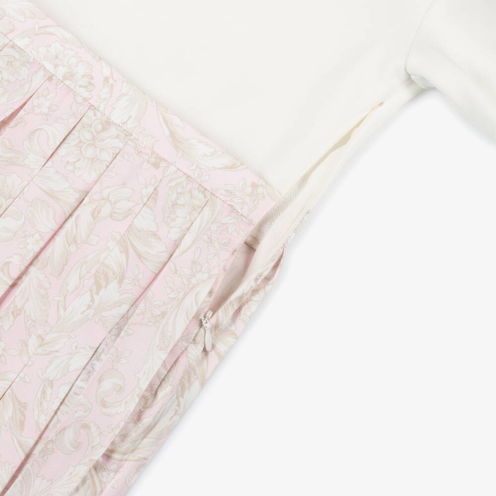 Versace-Girls White & Pink Twill Dress | Childrensalon Outlet