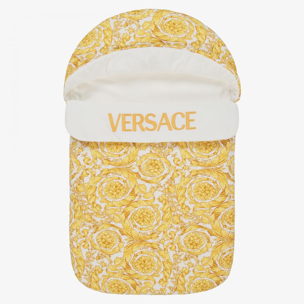 Versace - بيبي نيست بطبعة الباروك قطن جيرسي لون أبيض (75 سم) | Childrensalon