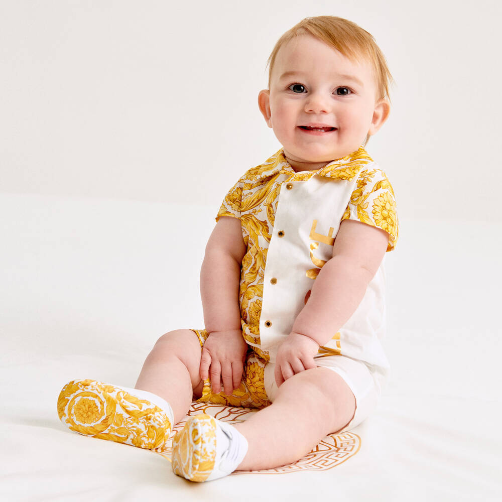Versace-Gold Barocco Baby Shortie | Childrensalon Outlet