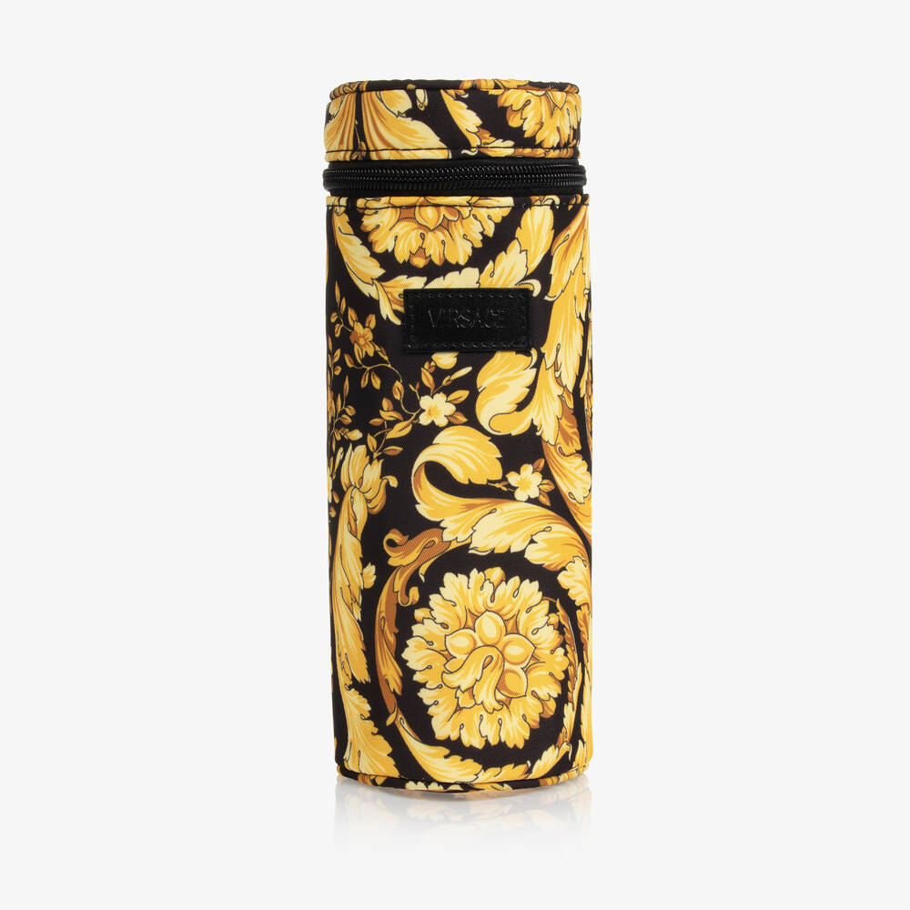 Versace - حقيبة لحفظ زجاجة الرضاعة بطبعة باروك لون ذهبي (21 سم) | Childrensalon