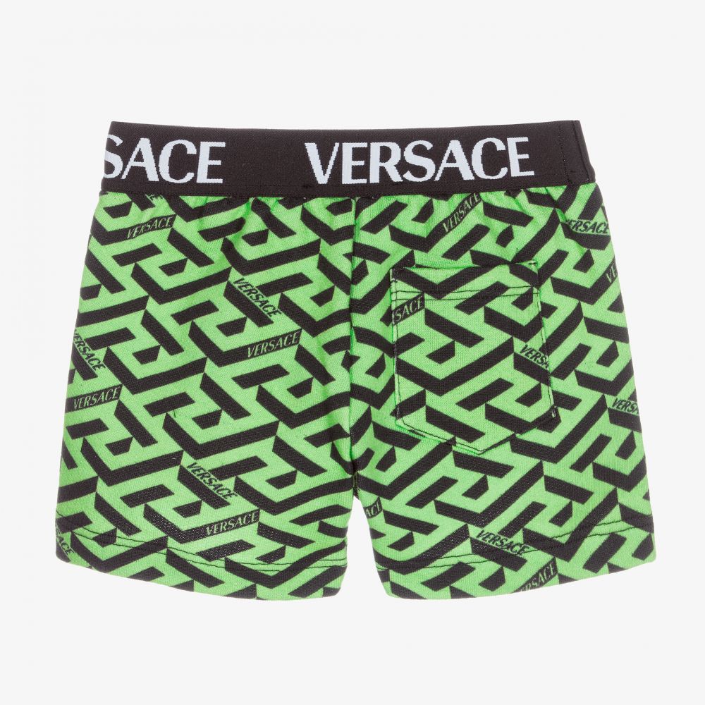 Versace-شورت أطفال ولادي قطن لون أخضر وأسود | Childrensalon Outlet