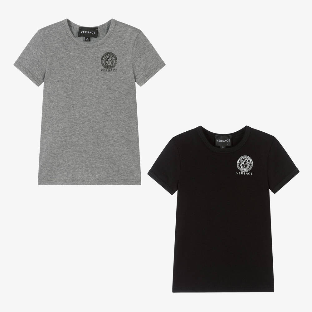 Versace - T-shirts gris et noirs (x 2) | Childrensalon