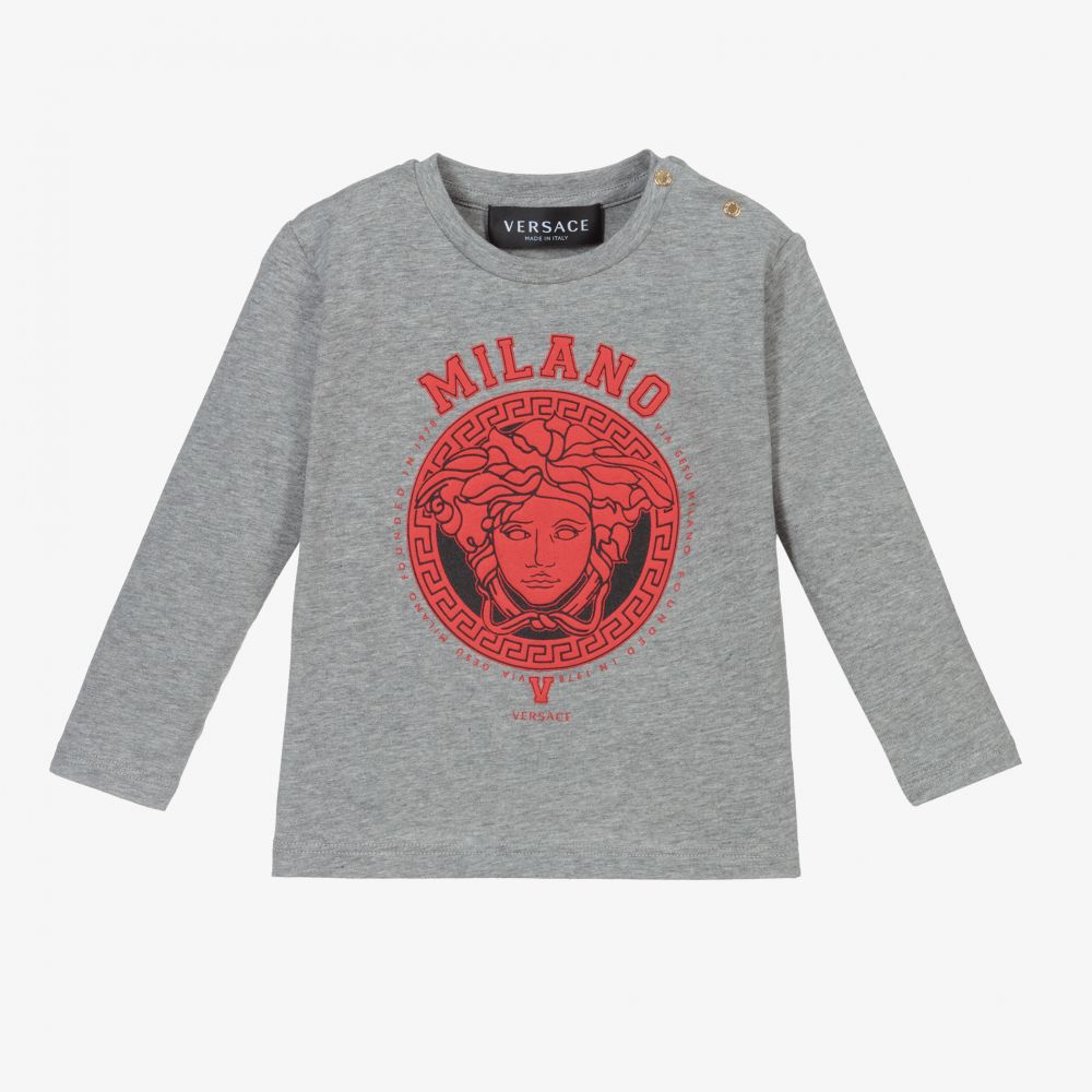 Versace-Grey & Red Medusa Top | Childrensalon Outlet