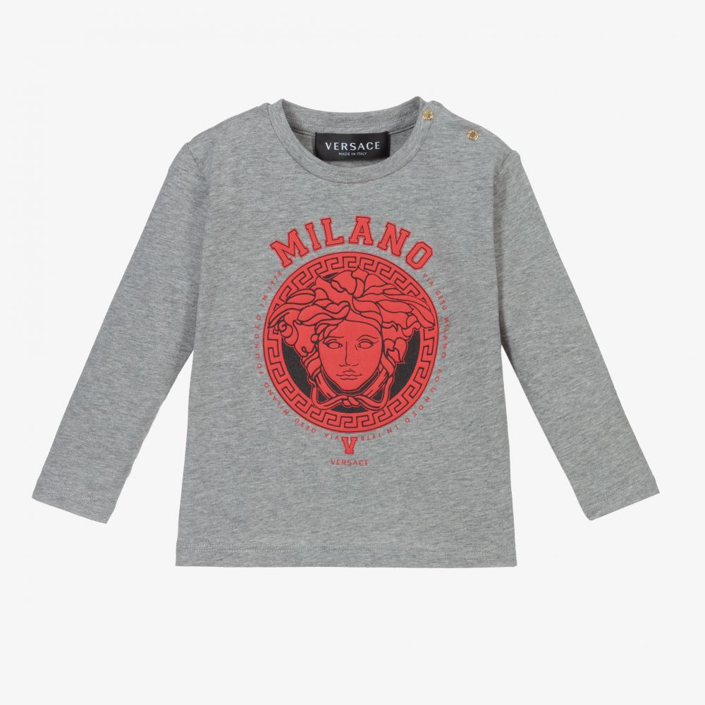 Versace - Haut gris et rouge Medusa | Childrensalon