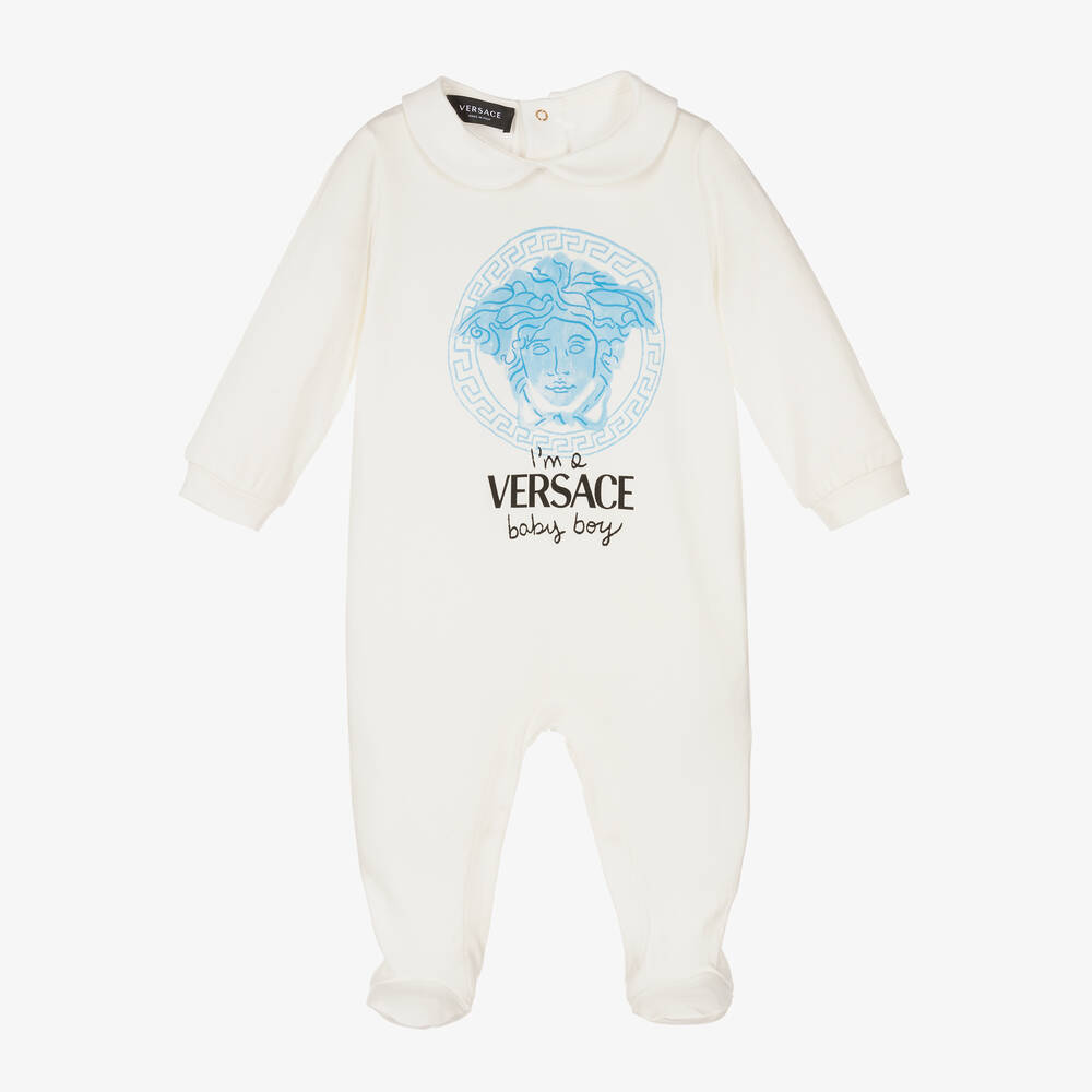 Versace-Кремово-голубой комбинезон для малышей | Childrensalon Outlet