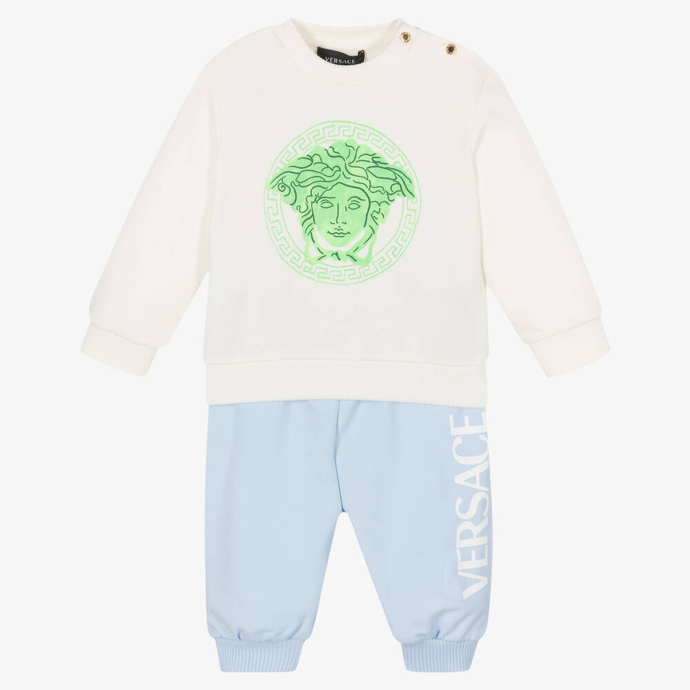 Versace - Medusa Trainingsanzug in Elfenbein und Blau | Childrensalon