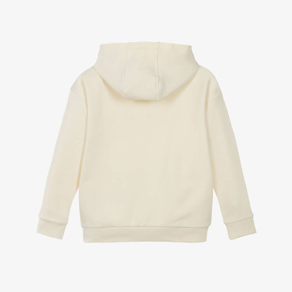 Versace-هودي قطن عاجي بشعار | Childrensalon Outlet