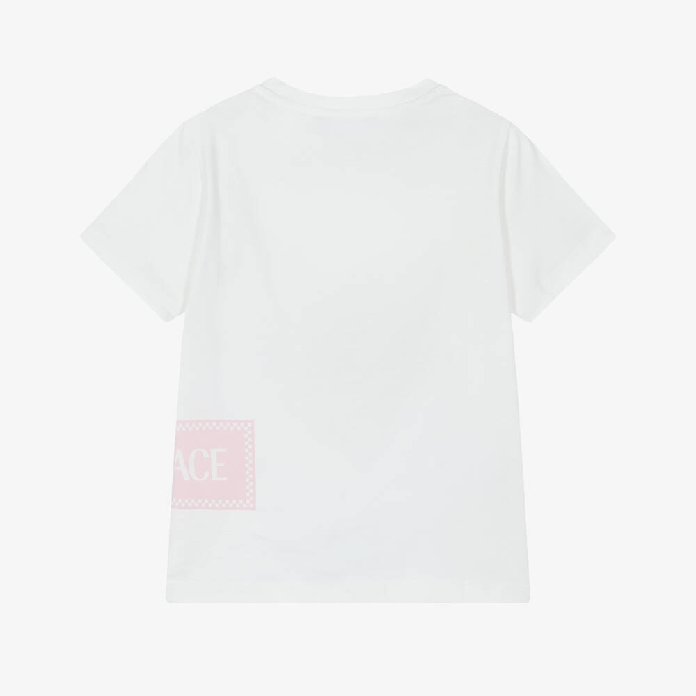 Versace-Кремовая хлопковая футболка с логотипом | Childrensalon Outlet