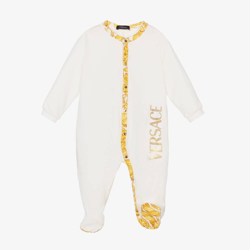 Versace-Ivory & Gold Babygrow | Childrensalon Outlet