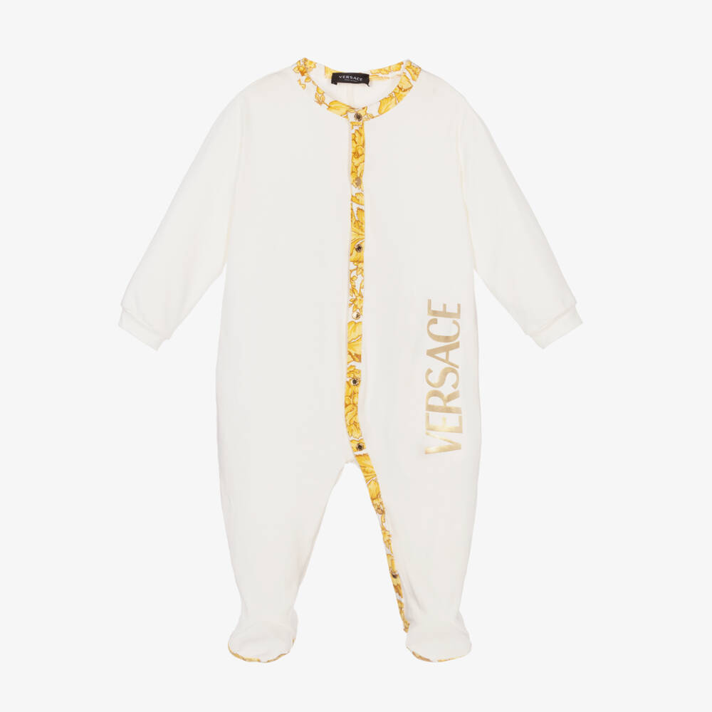 Versace-Ivory & Gold Babygrow | Childrensalon Outlet
