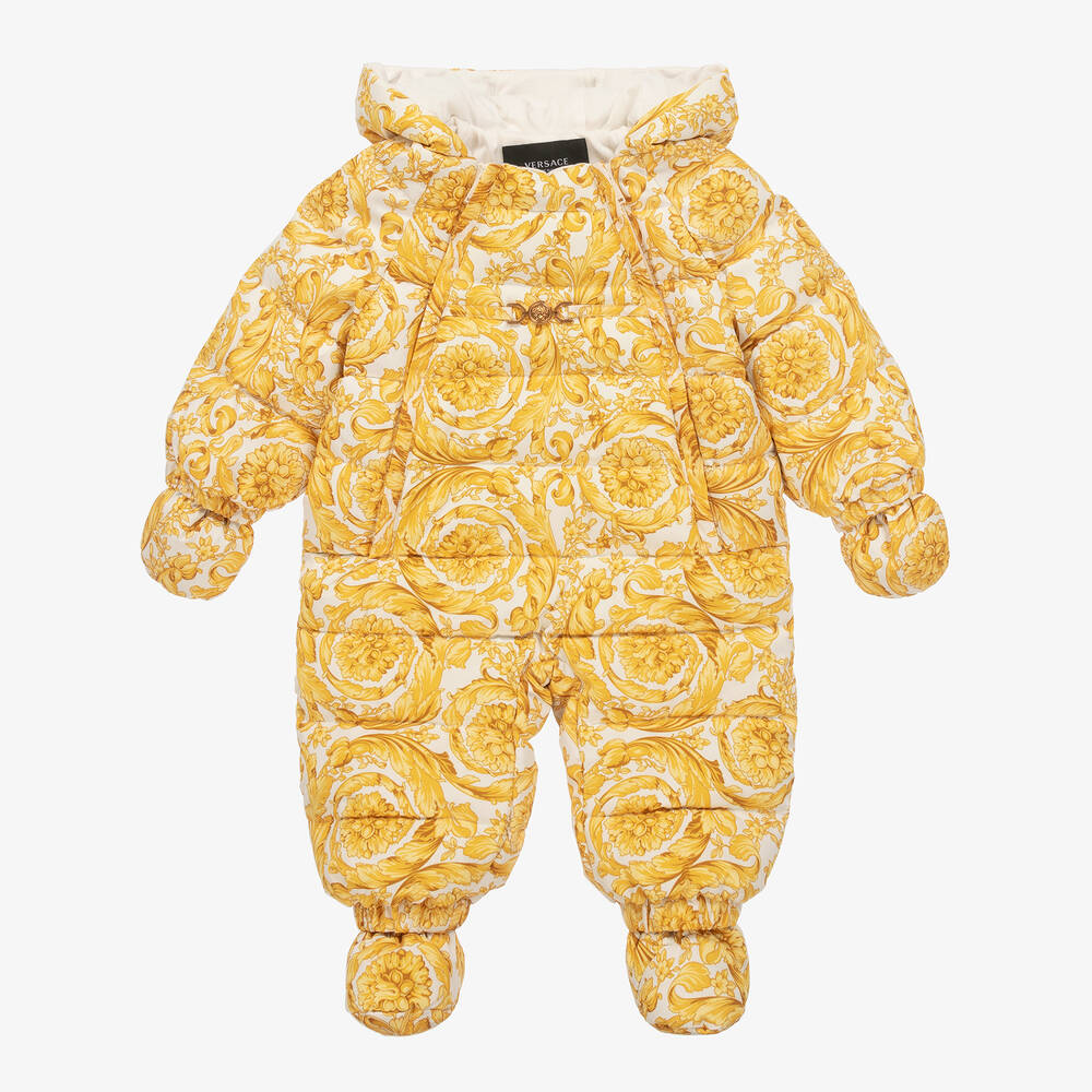 Versace - Ivory & Gold Barocco Baby Snowsuit | Childrensalon