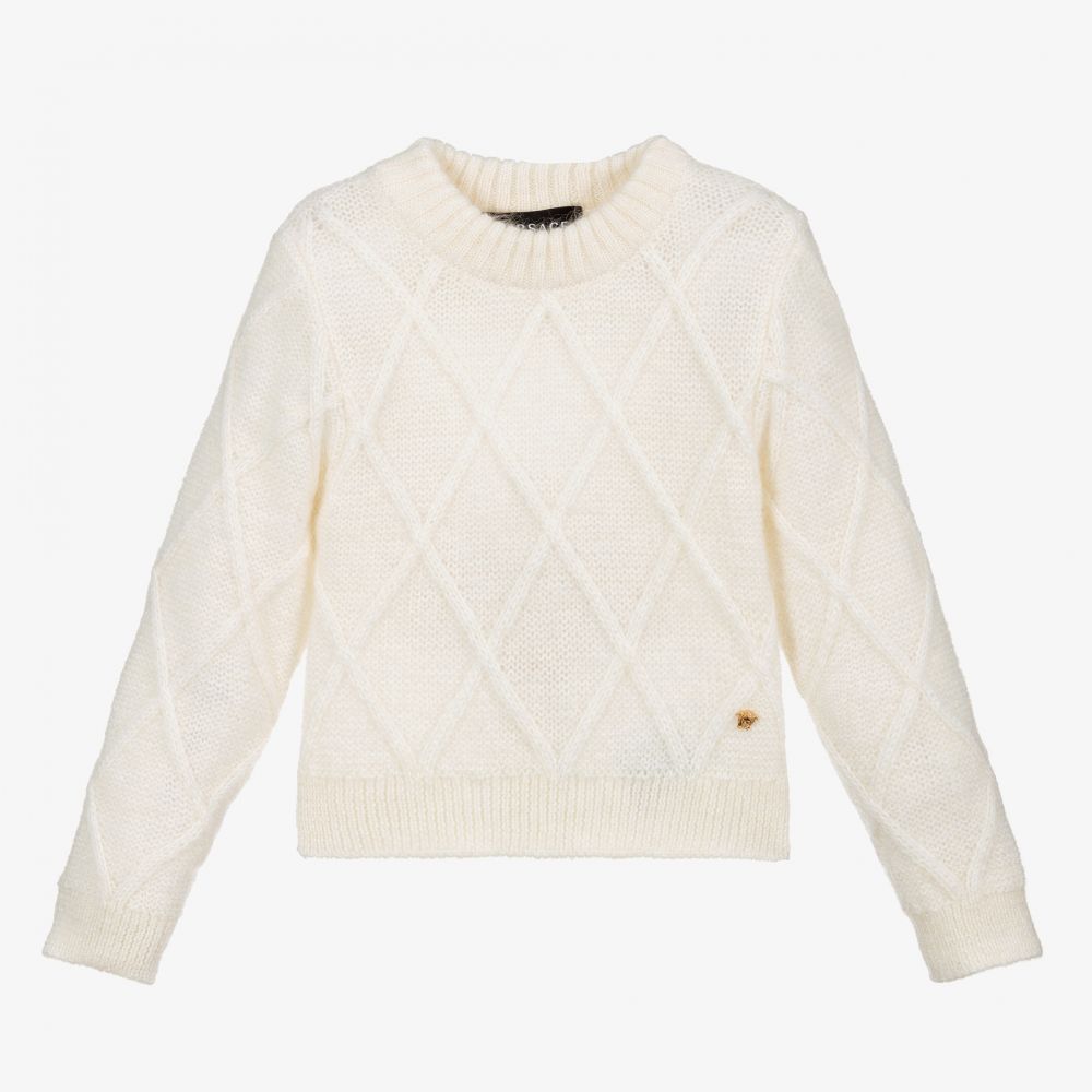 Versace - Вязаный шерстяной свитер кремового цвета | Childrensalon