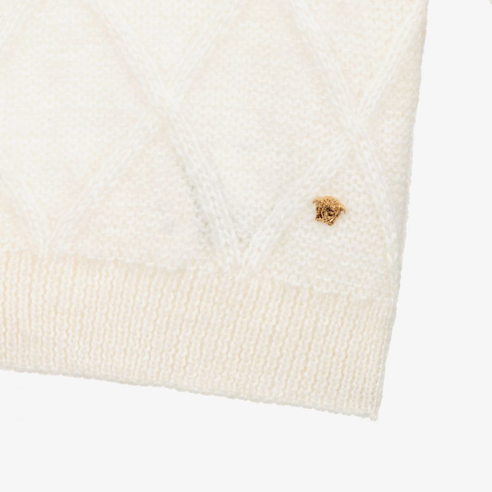 Versace-Вязаный шерстяной свитер кремового цвета | Childrensalon Outlet