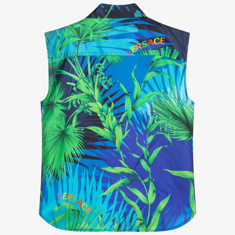 Versace-Jungle Leaf Print Silk Shirt | Childrensalon Outlet