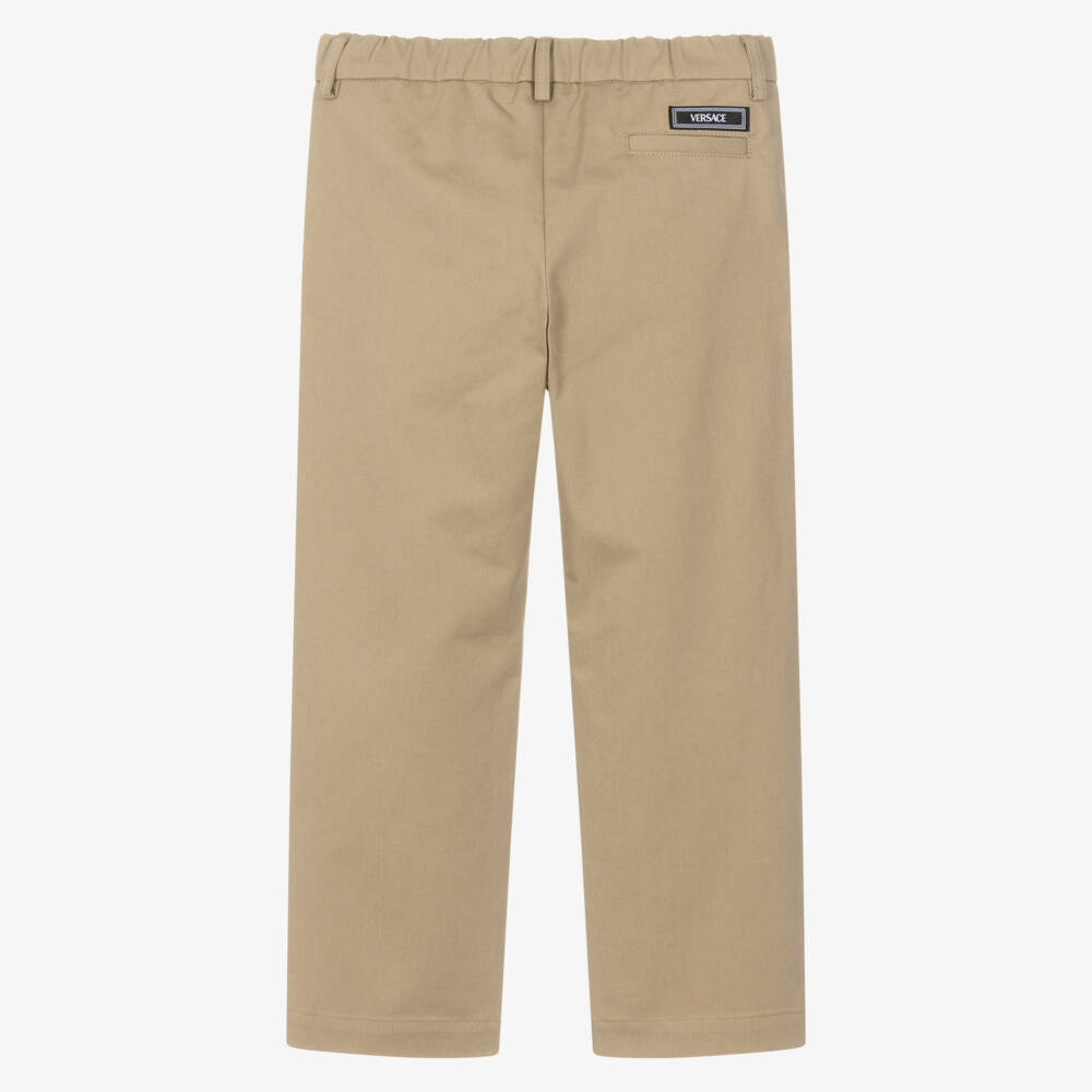 Versace-Junior Boys Beige Cotton Chino Trousers | Childrensalon Outlet