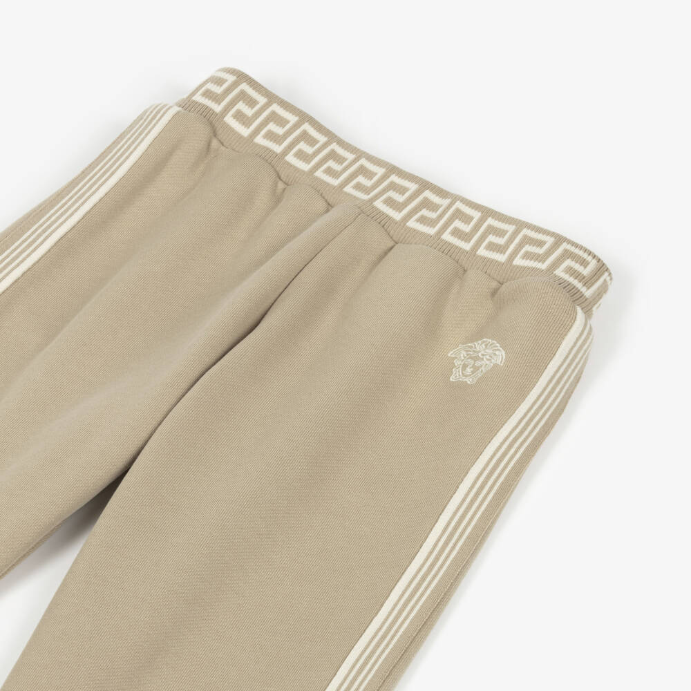 Versace-Бежевые хлопковые джоггеры для мальчиков с узором Greca | Childrensalon Outlet