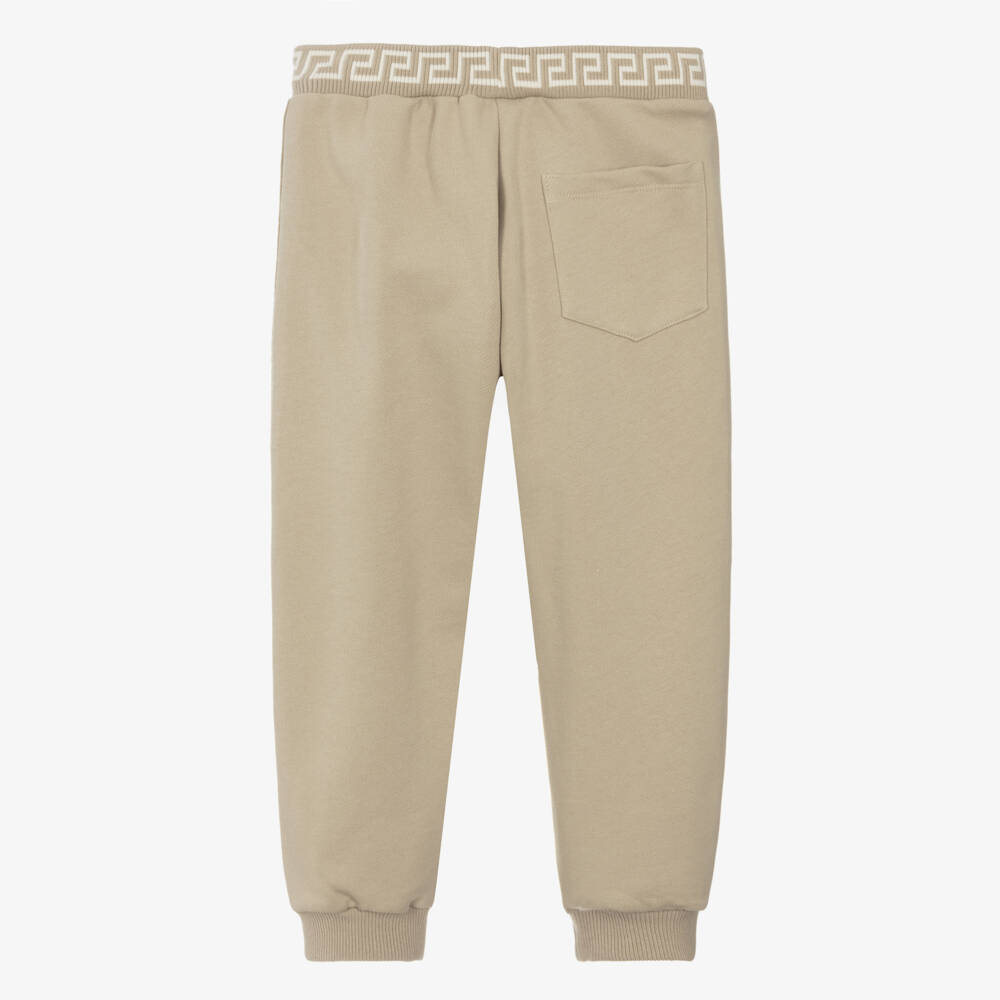 Versace-Бежевые хлопковые джоггеры для мальчиков с узором Greca | Childrensalon Outlet