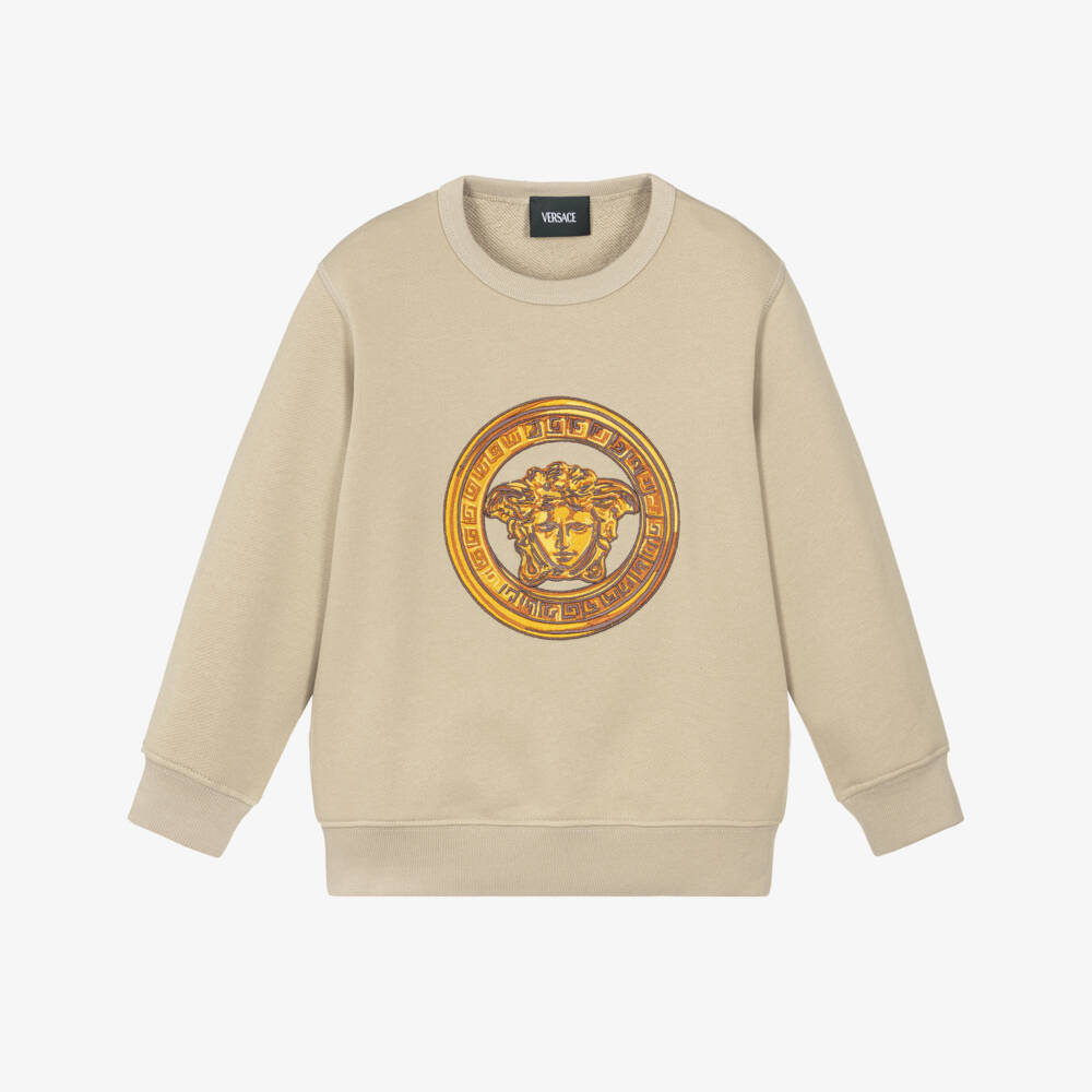 Versace-Бежевая толстовка с логотипом Медузы | Childrensalon Outlet