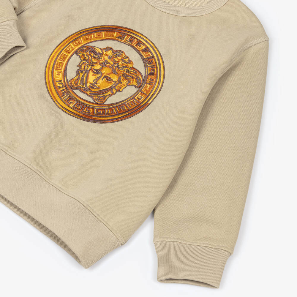 Versace-Бежевая толстовка с логотипом Медузы | Childrensalon Outlet